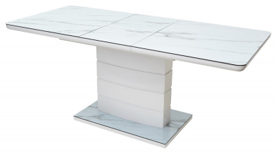 Стол ALTA 140 GREY-WHITE MARBLE/ WHITE глазурованное стекло М-City