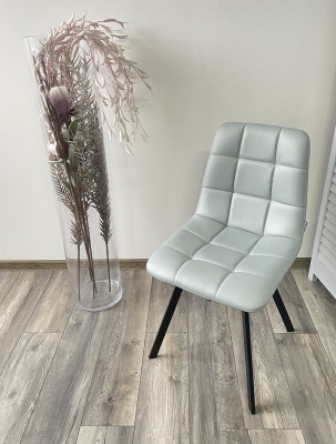 Стул CHILLI SQUARE HK017-35 серо-голубой, PU/ черный каркас М-City