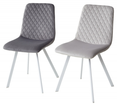 Стул DAIQUIRI BLUVEL-03 LIGHT GREY / белый каркас, велюр М-City