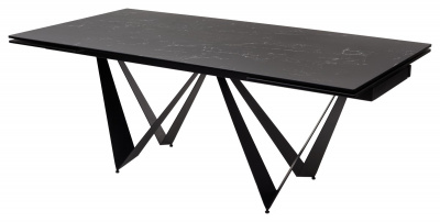 Стол RIETI 200 NERO KL-116 Черный мрамор матовый, итальянская керамика/ черный каркас М-City