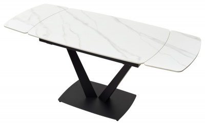 Стол ALATRI 120 MATT WHITE MARBLE SINTERED STONE / BLACK М-City