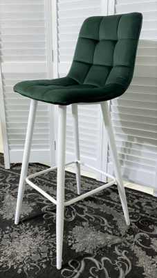 Барный стул LECCO UF910-14 DARK GREEN, велюр/белый каркас М-City