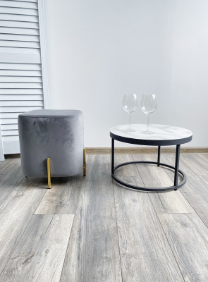 Пуф для гостиной ARES BLUVEL-14 GREY / GOLD М-City