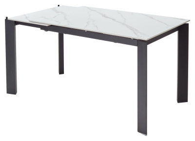 Стол CORNER 120 MATT WHITE MARBLE SINTERED STONE/ BLACK М-City