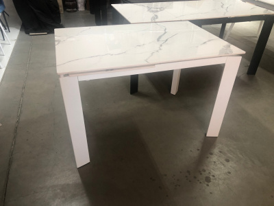 Стол CORNER 120 GLOSS STATUARIO WHITE SINTERED STONE / WHITE М-City