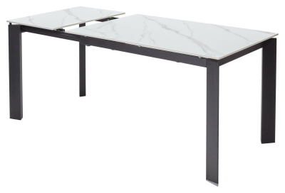 Стол CORNER 120 MATT WHITE MARBLE SINTERED STONE/ BLACK М-City