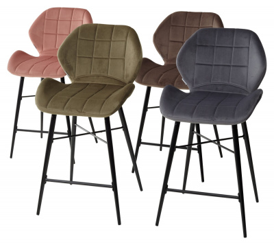 Полубарный стул MARCEL BLUVEL-52 PINK (H=65cm), велюр М-City